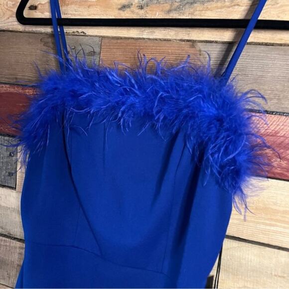 Crystal Sky Blue Feather Dress Size Medium - Picture 3 of 11